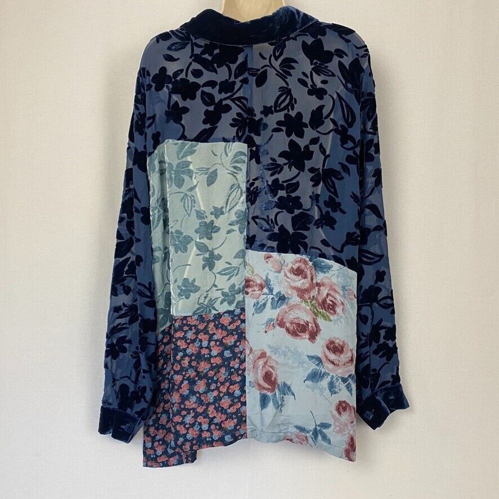 Chaus Top XL Sheer Silk Velvet Burnout Floral Cottagecore Fairy Grunge Vintage - Picture 2 of 12